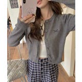 グレー | 冬新作 ワンポイントリボン刺繍 ニットカーディガン | ShopNikoNiko