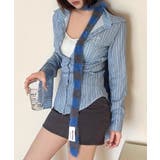 ブルー | 秋新作 ボーダー柄 シャギーニット | ShopNikoNiko