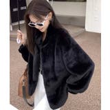 ブラック | 冬新作 スタンドカラー フェイクファーブルゾン海外コーデ | ShopNikoNiko