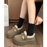 グレージュ | 冬新作 フェイクムートン ベルトデザイン | ShopNikoNiko