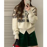 ホワイト | 冬新作 ノルディック柄 ダブルジップアップ | ShopNikoNiko