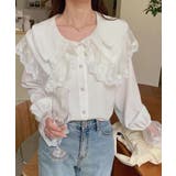 ホワイト | 冬新作 ビックレースカラー フリル袖 | ShopNikoNiko