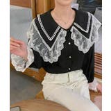 ブラック | 冬新作 ビックレースカラー フリル袖 | ShopNikoNiko