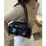 ブラック | 冬新作 フロントダブルポケット ボストンバッグ韓国バッグ | ShopNikoNiko