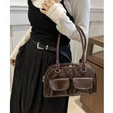 ブラウン | 冬新作 フロントダブルポケット ボストンバッグ韓国バッグ | ShopNikoNiko