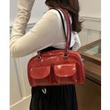 レッド | 冬新作 フロントダブルポケット ボストンバッグ韓国バッグ | ShopNikoNiko