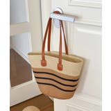 ベージュ | 冬新作 PUレザーハンドル ストロー編み | ShopNikoNiko