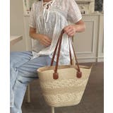 ホワイト | 冬新作 PUレザーハンドル ストロー編み | ShopNikoNiko