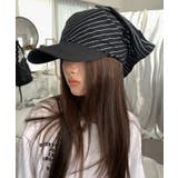 ブラック | 春新作 ストライプ柄 スカーフキャップライブ参戦 | ShopNikoNiko