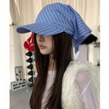 ブルー | 春新作 ストライプ柄 スカーフキャップライブ参戦 | ShopNikoNiko