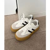 ホワイト | 春新作 ローカット 厚底ラインスニーカー韓国ストリート | ShopNikoNiko
