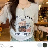 冬新作 猫プリント サイドシャーリング | ShopNikoNiko | 詳細画像1 