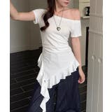 ホワイト | 冬新作 ワンショルダー アシメフリル | ShopNikoNiko