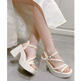 ホワイト | 夏新作 ナローストラップ チャンキーヒール | ShopNikoNiko