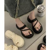 ブラック | 夏新作 メタルサムリング ボリュームソールトングサンダルシューズ | ShopNikoNiko