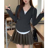 グレー | 春新作 レイヤード風 フィンガーホール付き | ShopNikoNiko