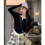 ブラック | 春新作 レイヤード風 ヘンリーネック | ShopNikoNiko