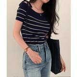 ボーダー | 夏新作 ワンショルダー リボンストラップ | ShopNikoNiko
