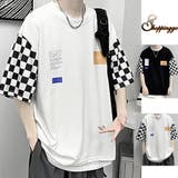 五分袖Tシャツ メンズ チェック柄袖 | shoppinggo | 詳細画像1 