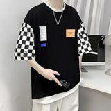 五分袖Tシャツ メンズ チェック柄袖 | shoppinggo | 詳細画像4 