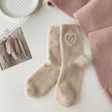 ベージュ | ハート冷えとり靴下 ハート クルーソックス | shoppinggo