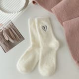 アイボリー | ハート冷えとり靴下 ハート クルーソックス | shoppinggo