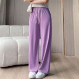 パープル | 夏服 ワイドパンツ サマーパンツ | shoppinggo