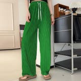 グリーン | 夏服 ワイドパンツ ストライプ | shoppinggo