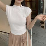 ホワイト | サマーニット 後ろリボン 背中あき | shoppinggo