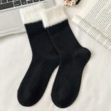 ブラック | 靴下 クルーソックス 暖かい | shoppinggo