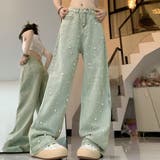 ライトブルー | デニムパンツ パール デニムワイドパンツ | shoppinggo