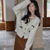 ベージュ | ニットカーディガン リボン ニットセーター | shoppinggo