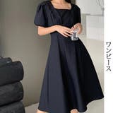 ブラック | ワンピース 半袖 スクエアネック | shoppinggo