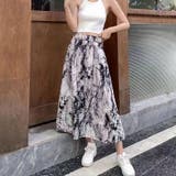ブラック | ロングスカート 花柄 水墨柄 | shoppinggo
