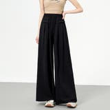 ブラック | ワイドパンツ ガウチョパンツ ハイウエスト | shoppinggo
