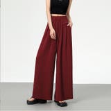 ワインレッド | ワイドパンツ ガウチョパンツ ハイウエスト | shoppinggo