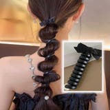 ブラック | プリングヘアゴム くるくる ヘアアクセサリー | shoppinggo