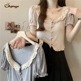 半袖 Tシャツ 刺繡クロップド丈 | shoppinggo | 詳細画像1 