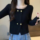 ブラック | リブニット ショート丈 ラウンドネック | shoppinggo