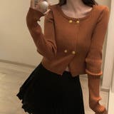 キャメル | リブニット ショート丈 ラウンドネック | shoppinggo