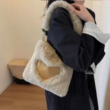ベージュ | ファーバッグ ハート ミニトートバッグ | shoppinggo