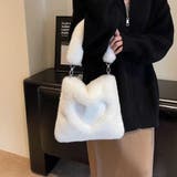 ホワイト | ファーバッグ ハート ミニトートバッグ | shoppinggo