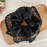 ブラック | シュシュ ヘアゴム レース付き | shoppinggo