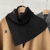 ブラック | ネックウォーマー ボタン付き ニット | shoppinggo