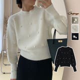 パール付きニット セーター リブ編み | shoppinggo | 詳細画像1 