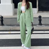 グリーン | ジャケット＆ワイドパンツ 2点セット スーツ | shoppinggo