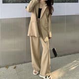 キャメル | ジャケット＆ワイドパンツ 2点セット スーツ | shoppinggo