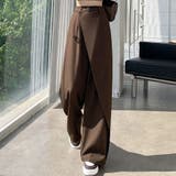 ブラウン | ワイドパンツ タック入り ロング丈 | shoppinggo