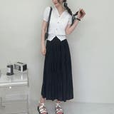 ホワイト+ブラック | サマーニット プリーツスカート 2点セットアップ | shoppinggo