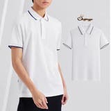 配色ライン襟付き 半袖 Tシャツ | shoppinggo | 詳細画像1